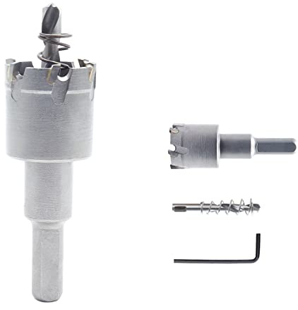 Jersvimc 1 1/8 (28mm) TCT Hartmetall Lochsäge, Metall Lochschneider Bohrer Stahl Lochsäge Wolframkarbid Lochsäge Dorn für Kunststoff Rohr Holz Edelstahl
