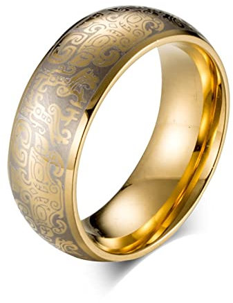 Aotiwe Eheringe Cool, Freundschaftsringe Beste Freundin Taotie Muster Gold Edelstahl Größe 57 (18.1) Witzige Geschenke für Männer