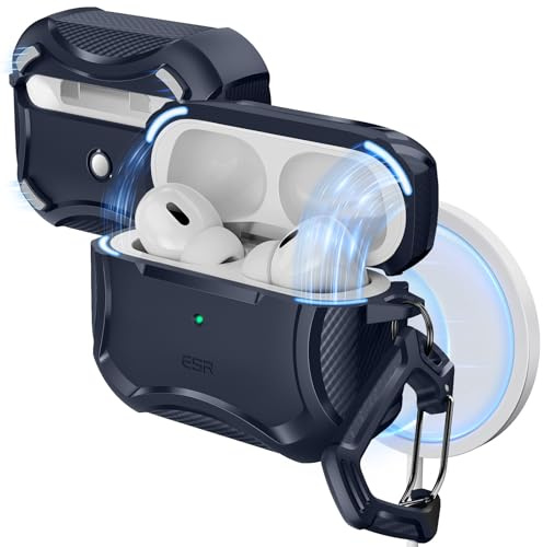 ESR Hülle für AirPods Pro 2/1, Cyber Armor, MagSafe kompatibel, Blau | Panzer Case mit starkem Sturzschutz, Magnetdeckel, kompatibel mit AirPods Pro 2/1 Gen. USB-C/Lightning(2023/2022/2019)