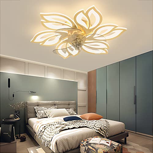 65cm Ventilador de Techo con Luz Silencioso Flor Moderna Lampara Ventilador Techo con Mando/APP Regulable Reversible Verano Invierno Ceiling fan with Light para Dormitorio Salón, Dorada