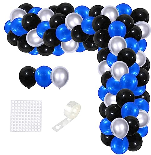 Blau Schwarz Silber Ballon Girlande Kit - Schwarz Blau Metallic Silber Ballons Video Gaming Party Zubehör für Geburtstag Ruhestand Graduierung Party Dekorationen