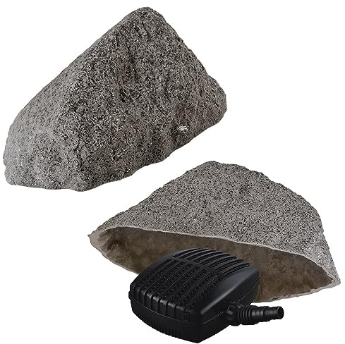 Kunstfelsen S-02 Ø41 cm Grau – Länglicher Abdeckstein & Dekofelsen für Ventilverteiler, Schachtdeckel, Bewässerung, Kabelbox – 71 × 41 × 28 cm, GFK-Komposit, 5,5 kg, frostfest