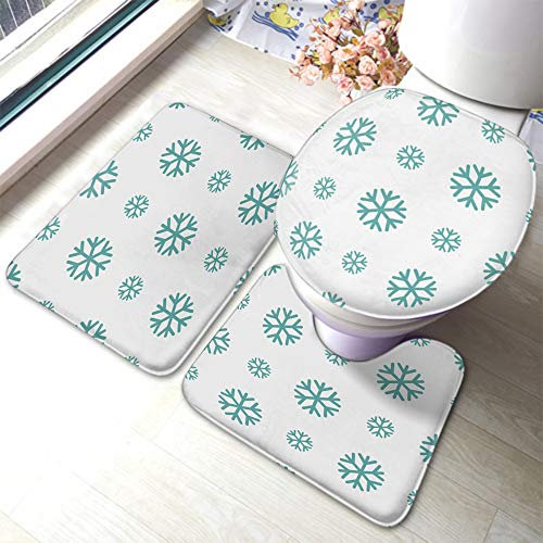 Set 3 Teilig Badvorleger Weihnachten, Frohes Neues Jahr, Schneeflocke, Einfaches Wintermuster, Kreativer Urlaub Badgarnitur Badematten Anti-Rutsch Weiche Bad Duschmatten, Für Badewanne