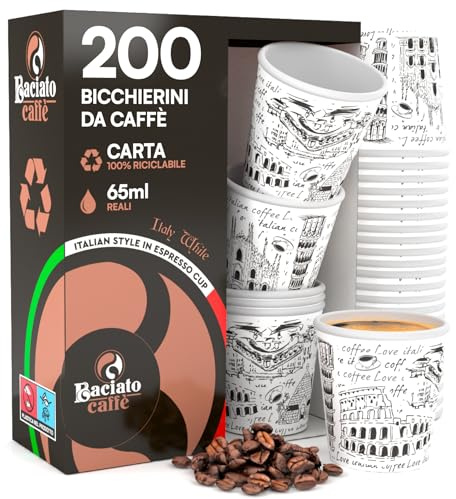 200 Gobelets en Papier pour Café 65ml Ecologiques Biodégradables Jetables | Petits à Emporter Boissons Chaudes