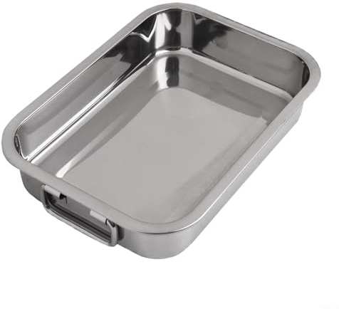 HEIBTENY Moule carré en acier inoxydable avec grille de contrôle de l'huile, poignées en acier inoxydable, plaque de cuisson profonde, poêle à rôtir, plat à rôtir, plat à rôtir pour une cuisson