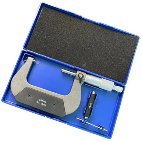 ZPFDSG Bügelmessschrauben Industrielles Außenmikrometer, Präzisionsmessschieber for Lehrdemonstrationen, 75–100 mm, 0–25 mm, 25–50 mm, 50–75 mm (Size : 50-75mm)