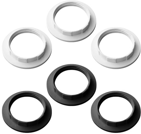 6 anillos reductores para pantalla de lámpara, casquillo E27 de plástico, anillo de fijación exterior de plástico, anillo de fijación para cabeza de lámpara, anillo adaptador de pantalla, piezas de