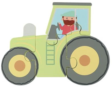 Tractor Mini Wooden Puzzles - My First Puzzles, Jigsaw Puzzle Games with Sea life Animal - Educational Toys For 1 Year Old + Toddler, Montessori Early Development & Activity Toys by Orange Tree Toys