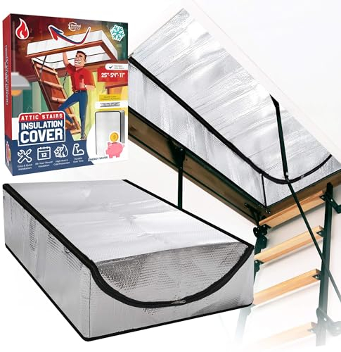 Premium Energy Saving Attic Stairs Insulation Cover – Full Set Extra Thick, Double Bubble, Fits 54 x 25 x 11 Pull-Down Door - Universal Size (54 x 25 x 11)