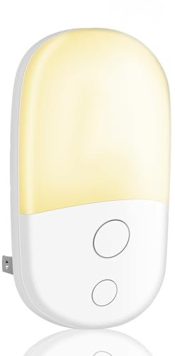 Plug-in Wall Night Light with Dusk to Dawn Sensor, Energy Saving for Kids' Rooms, Stairs, Hallways, Bedrooms, Garages (Warm White, 1 Pack, 3000K)