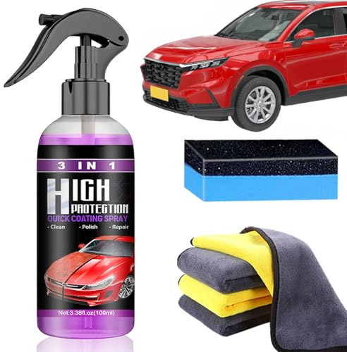 3 in 1 High Protection Quick Car Coating Spray, Spray de Recubrimiento de Alta Protección 3 en 1 para Coches Car coat, High Protection Car Coating Spray 100ml (1 Pieza)