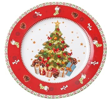 Hoshisea Piatto di Natale, Piatto Decorativo Natalizio, Piatto Natalizio in Ceramica, Adatto a Natale, Feste, Cene e Può Anche Essere Regalato Agli Amici