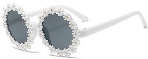 Legou barns tusensköna blomma retro solglasögon UV-skydd glasögon rund ram sport utomhus solskydd, Vitt, En storlek