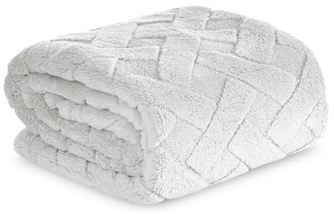 Warme Decke, Kuscheldecke, Caro, mit Karomuster Steppung, weiche, Flauschige Wohndecke, Steppdecke, MIKROFASER (Silber, 200x220 cm)