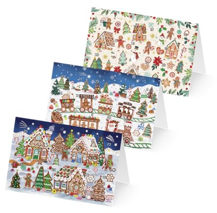 UNICEF Weihnachtskarten Set (3 St., 3 Motive) Adventskalenderkarten Lebkuchen -Spendenkarten Klappkarten inklusive Briefumschlag -24 Türchen -hochwertige Grußkarten made in Germany 17,5x11,7 cm