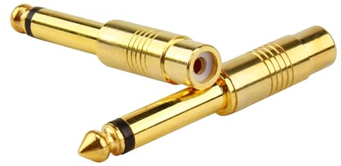 2 Stück Audio Adapter 6,35mm Klinke Stecker auf Cinch Buchse, Audioadapter für Verstärker, Aufnahmegeräte, Lautsprecher