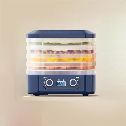 DéShydrateur Alimentaire éLectrique, 240w MéNage Machine à SéCher Les Fruits, TempéRature RéGlable 35-70°C, Pour Fruits, LéGumes, Viande, Poisson, Recettes (Bleu - 5 Grilles)