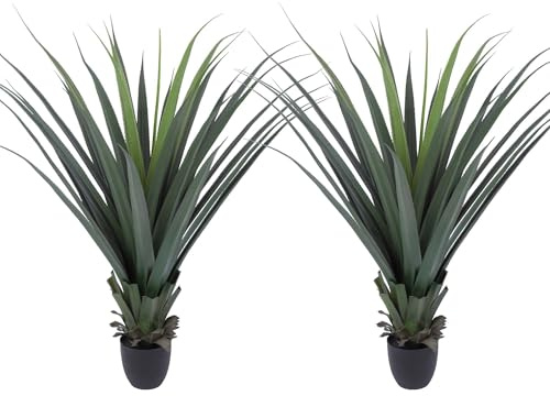 Logkity Artificial Spiked Agave Plant 40inch Faux Agave Plants for Front Porch Patio Indoor Outdoor Home Office Decor (2PACK)