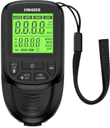 XANHOY Lackdickenmessgeräte 0-2000μm Beschichtungsdickenmessgeräte Lacktiefenmesser Messgerät mit Hintergrundbeleuchtung LCD-Display für Fahrzeug
