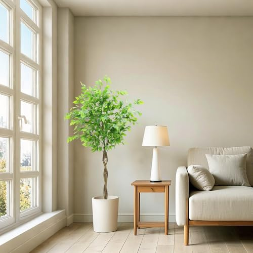 Zstar Künstlicher Ficus-Baum,160cm Großer Künstlicher Ficus-Baum im Topf, Groß Künstliche Pflanzen mit Realistischer Textur Kunstpflanze für Foyer Wohnzimmer Schlafzimmer Dekoration