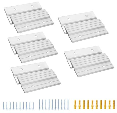 Aetubree 5 Pairs French Cleat Picture Hanger, 4 Heavy Duty Aluminium Z bar Hanger Interlocking Panel Clip Wall Mounting Bracket Hardware Kit for Whiteboard, Shelf, Artwork, Cabinet, Art Frames