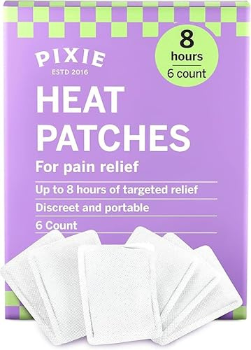 Pixie Cerotti Riscaldanti per Crampi Mestruali – Terapia Dolore Addominale e Lombare – Alternativa Naturale a Lidocaina ICY Hot – Fino a 8 Ore – 6 Cerotti Discreti Usa e Getta