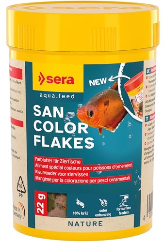 sera San Color Flakes 100 ml (22 g) | Farbfutter für oberflächen fressende Aquarium Fische | Premium Fischfutter Aquarium für Intensive Farben | Natürliche Farbenpracht und gesteigerte Vitalität