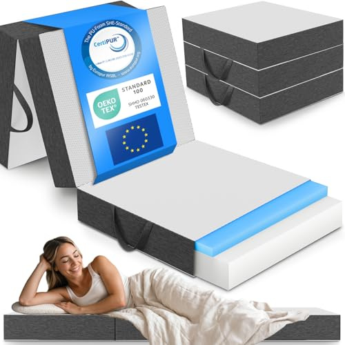 ELONEO Matelas Pliable 1 Personne, Matelas Mousse Premium Visco, 75x200 cm, Épaisseur : 15 cm, Lit de Voyage Enfant et Adulte, Lit d’appoint pour Adulte et Enfant, Housse Lavable