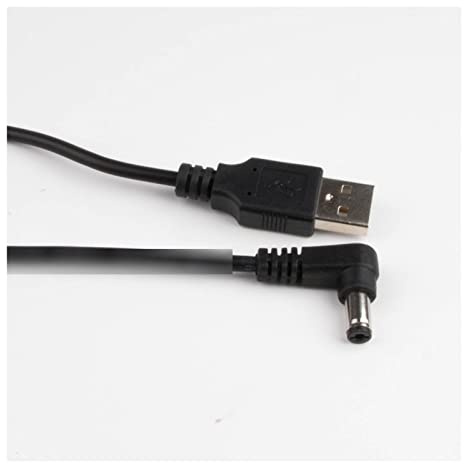 QSBVSO USB Compatible with DC Spina di Alimentazione USB Converti in DC5.5 * 2,5 mm/DC5.5 * 2,1 mm angolato USB L. Modellare Il Jack angolare a Destra Scuro con Cavo connettore del Cavo(Svart)