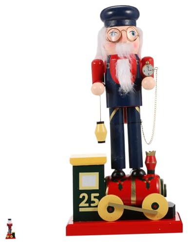 ROMISBABA Adorno Cascanueces de Madera Soldado Reparador Tren Decoración Navideña para Exteriores y Figura Festiva para Mesa Hogar