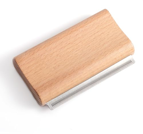 Spazzola in Legno Rimozione Pelo Degli Animali Domestici, 11cm Strumento Ergonomico Toelettatura Pettine Delicato per Rimozione Peli Corti Lunghi Prodotti per Toelettatura Cani Gatti Cavalli