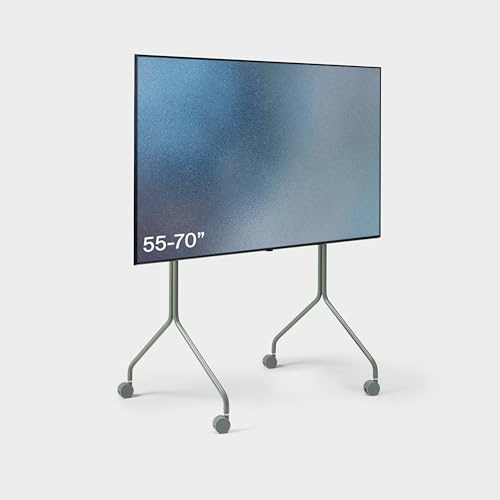 Pedestal Moon Rollin Tall Mossy Green TV-Rollwagen, 44-70 Zoll – Grün | Erhöhter Fernsehständer mit Rollen, TV-Wagen, TV-Standfuß rollbar, TV-Erhöhung fürs Wohnzimmer.