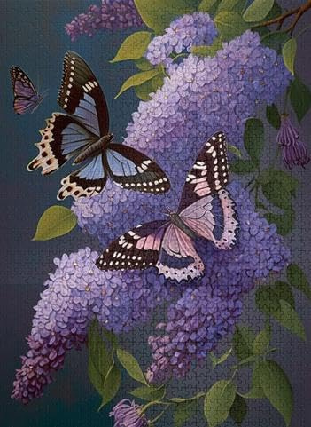 1000 Piece Puzzle for Adults - Lilac & Purple Butterflies Wooden Jigsaw, Challenging Educational Fun Interactive Toy for Family Creative Gift