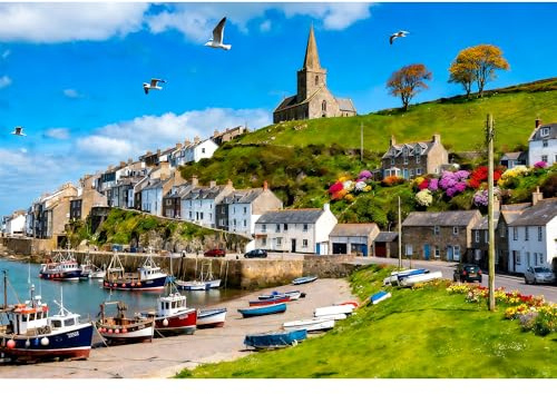 1000 Pieces Jigsaw Puzzle for Adults -Mediterranean Town - Recycled Paper Jigsaw Puzzle 1000 Pieces - Fun Difficult Challenging Family Game Great Gift, Beautiful Decoration Puzzle, 70 * 50cm