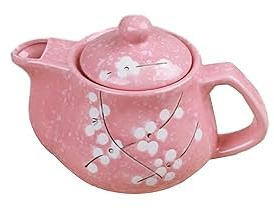 Théière en Céramique Peinte à la Main, Porcelaine sous Glaçure, Motif Fleur de Prunier Japonais