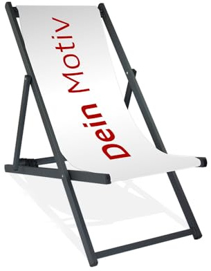 MultiBrands® bedruckbarer Liegestuhl aus Aluminium, Lasur schwarz, ohne Armlehne, klappbar, individuell, inklusive vollflächiger Druck