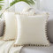 Topfinel Cushion Covers 45x45,Boho Cushion Covers 18 x 18 inches,Cream Velvet Pom Pom Spring Soft Cushion Cover with Invisible Zip for Sofa Chair Living Room,Pack of 2