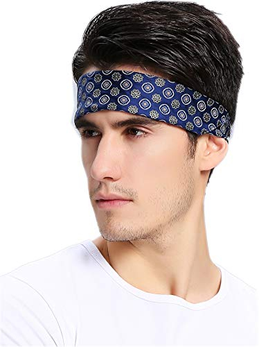 Prettystern Herren 100% Seide Bandana Nickituch Trachten-halstuch Seiden-Halstuch Sommer Seiden-Tuch Blau Kreis 10.