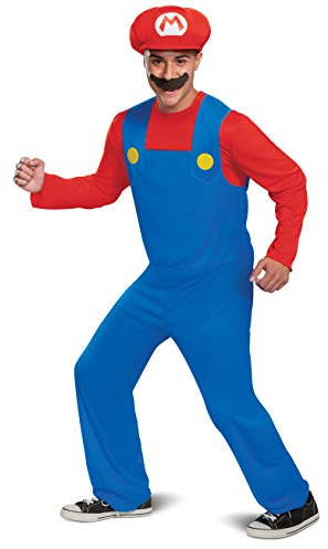 DISGUISE 108459D, officiell Nintendo Super Mario Bros vuxendräkt med hatt och mustasch, blå, röd, X-Large (42-46)