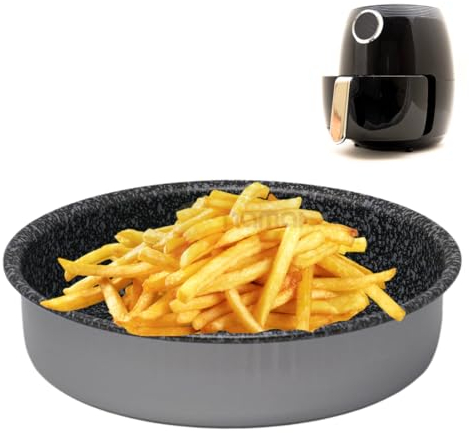 NAMAI - Teglia per Friggitrice ad Aria,18 CM, Alluminio Antiaderente, Adatta alla Lavastoviglie, Tortiera 18 CM, Made In Italy, Effetto Pietra Elegante (18cm)