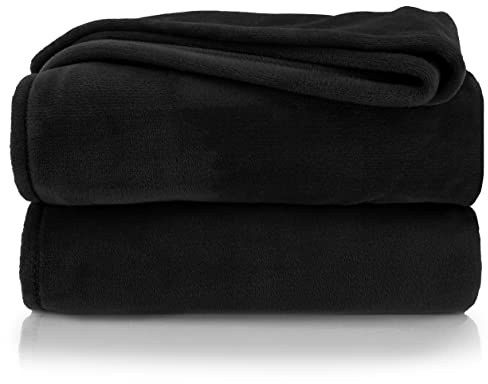 heimtexland Kuscheldecke flauschig Flanell Wohndecke warm Oekotex Tagesdecke Überwurf Sofadecke fusselfrei Fleecedecke Super Soft Decke 130x170 cm Typ380 Schwarz