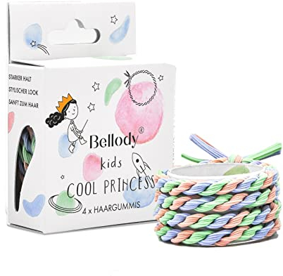 Bellody® Original Mädchen Haargummis - Stylisch geflochtener Kinder Haargummi mit starkem Halt (4er Set - Cool Princess) - Damen Haarschmuck Prinzessin