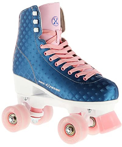 Nils Extreme Rollschuhe für Damen Mädchen und Kinder NQ14110 - Quad Roller aus Kunstleder - Disco Skates - Rollerskates 39 - Blau