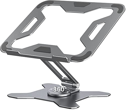 Teskyer 360° Rotation Laptop Stand, Adjustable Laptop Stand for Desk, Aluminum Alloy Computer Stand, Compatible with Laptop 10-14, Grey