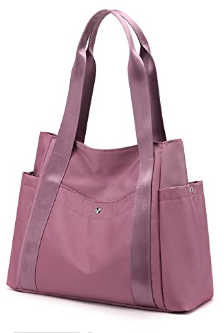 JIANLINST Damen Handtasche Shopper Multi-Pocket Tote Handtasche Henkeltasche Lässige Schultertasche Rosa | Mit vielen Taschen, Tote Bag, Schultertaschen, für Uni Arbeit Reise Einkaufen