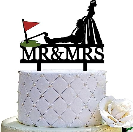 Funny Golf Wedding Cake Topper Mr and Mrs Wedding Cake Topper Golf Theme Cake Topper For Wedding/Anniversary/Bridal Shower Party Decorations