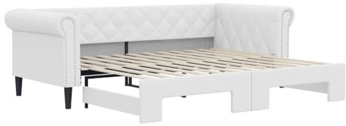 vidaXL Divano Letto con Letto Estraibile in Similpelle Bianco 90x200cm - Letto a Scomparsa Imbottito
