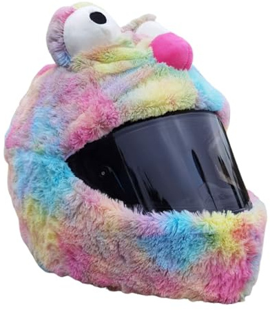 Motorradhelm Cover,Motorradhelm Abdeckung Plüsch,Cartoon Plush Motorcycle Helmet Cover,Motorradhelm Überzug Lustigmotorradhelm Überzug Plüsch,Für Männer, Frauen(Ohne Helm)