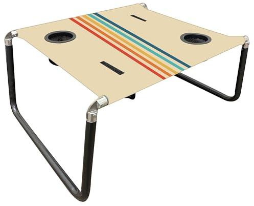 Neso Table de plage légère, portable et pliable pour la plage, le camping et les aventures en plein air, surface stable, avec porte-gobelet pour boissons et poches de téléphone, arc-en-ciel