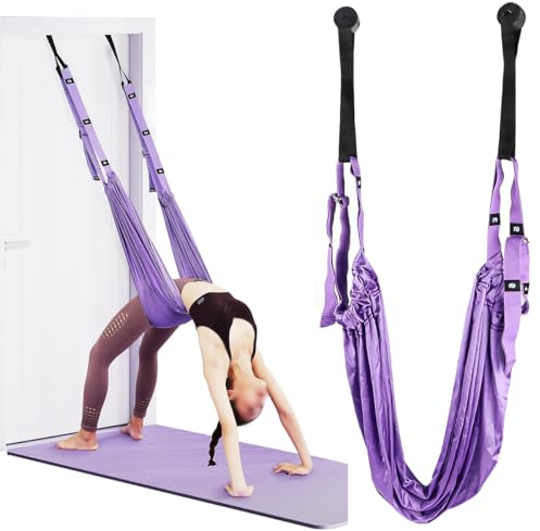 Fonyet Aerial Yoga Hängematte Hochelastischer Yogatuch zum Aufhängen Verstellbarer Yoga Schaukel Aerial Yoga Seil für Reha Pilates Ballett Cheerleading Spagat Gymnastik